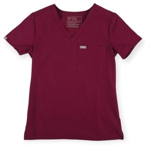Figs Maroon V-Neck Tee